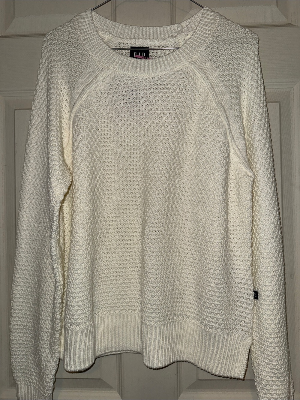 GAP white Textured Crewneck Sweater